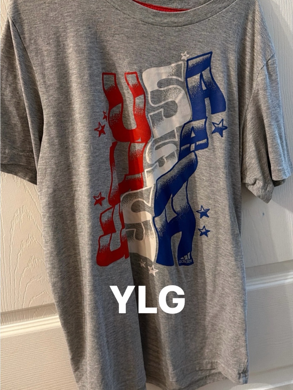 adidas Gray Tee with Red, White & Blue USA Graphic